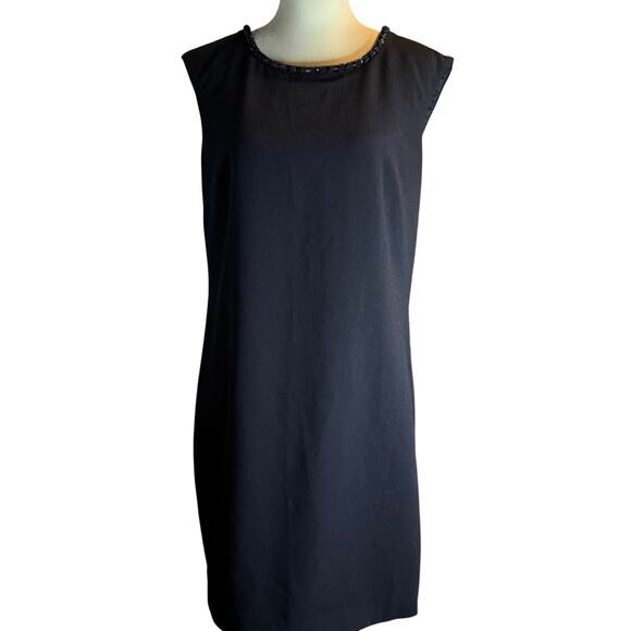 Trina Turk Black Beaded Neckline Sheath Dress, Size 10 - Picture 1 of 7